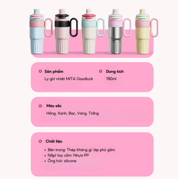 Ly giữ nhiệt khắc tên MITA GoodLuck 780ml có lõi lọc trà, cốc giữ nhiệt nóng lạnh inox 316 cao cấp - Image 3