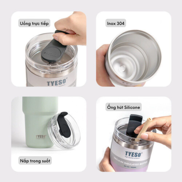 Ly giữ nhiệt khắc tên TYESO Lightly, Inox 304, giữ nóng lạnh từ 8-12H | TS-8727C - Image 6