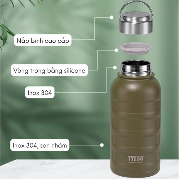 Bình giữ nhiệt khắc tên TYESO Larva, chất liệu inox 304, kiểu dáng thể thao - Image 8