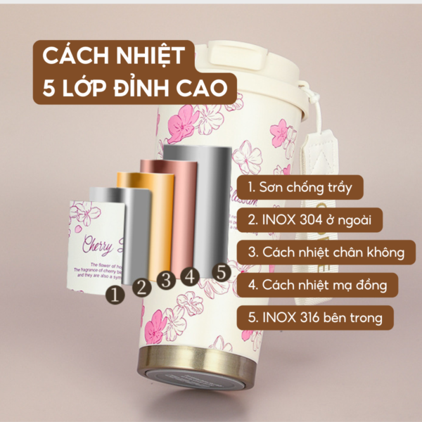 Ly giữ nhiệt MITA Coffee Summer 500ml, inox 316 cao cấp, có ống hút và quai xách, giữ nhiệt từ 8-12H - Image 4