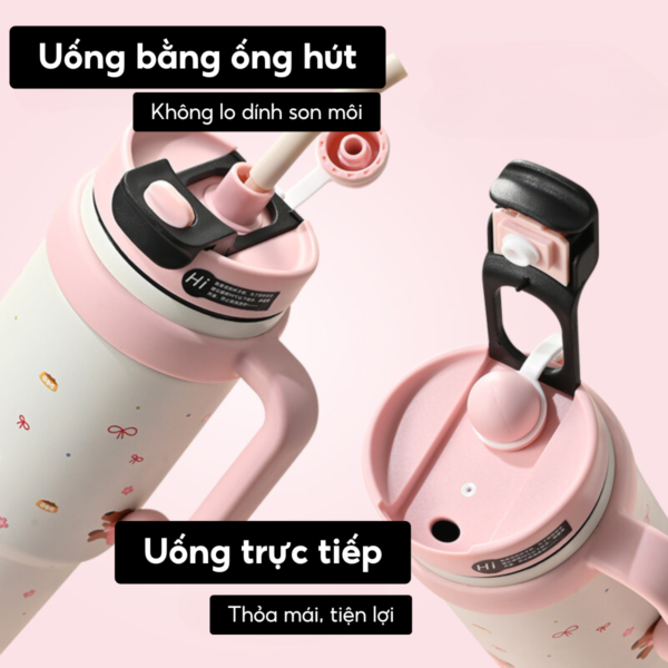 Ly giữ nhiệt MITA BingBa 1000ml, inox 316 có tay cầm, giữ nhiệt nóng lạnh kèm ống hút - Image 3