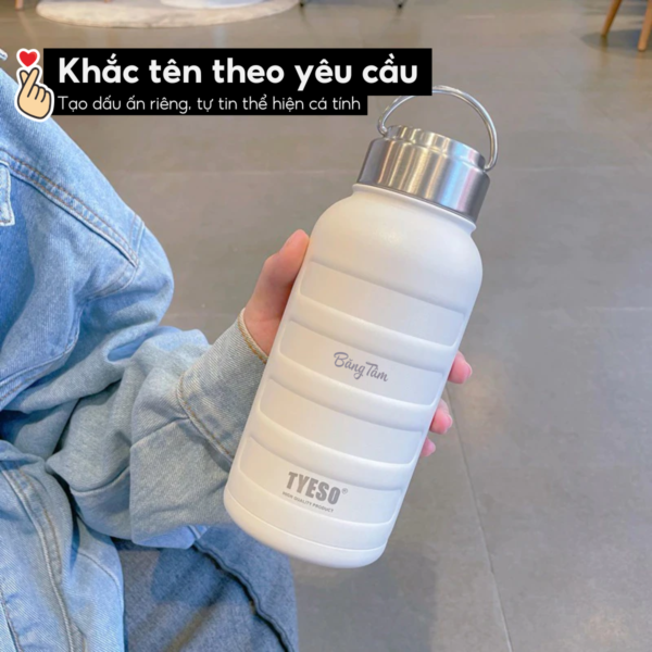 Bình giữ nhiệt khắc tên TYESO Larva, chất liệu inox 304, kiểu dáng thể thao - Image 4