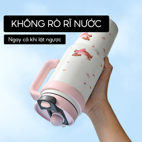 Ly giữ nhiệt MITA BingBa 1000ml, inox 316 có tay cầm, giữ nhiệt nóng lạnh kèm ống hút - Image 5