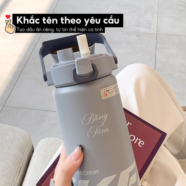 Bình giữ nhiệt Inox 316 HelloDream 1000ML giữ nhiệt 6h đến 12h, có quai xách và dây đeo. - Image 3
