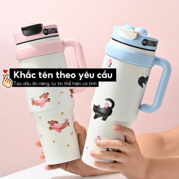 Ly giữ nhiệt MITA BingBa 1000ml, inox 316 có tay cầm, giữ nhiệt nóng lạnh kèm ống hút - Image 8