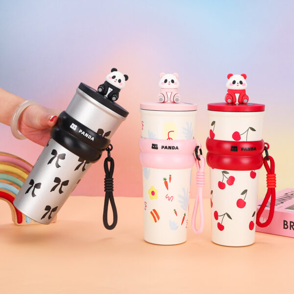 Ly giữ nhiệt MITA Panda 700ML, inox 304 có ống hút, ly giữ nhiệt nóng lạnh có quai xách - Image 10
