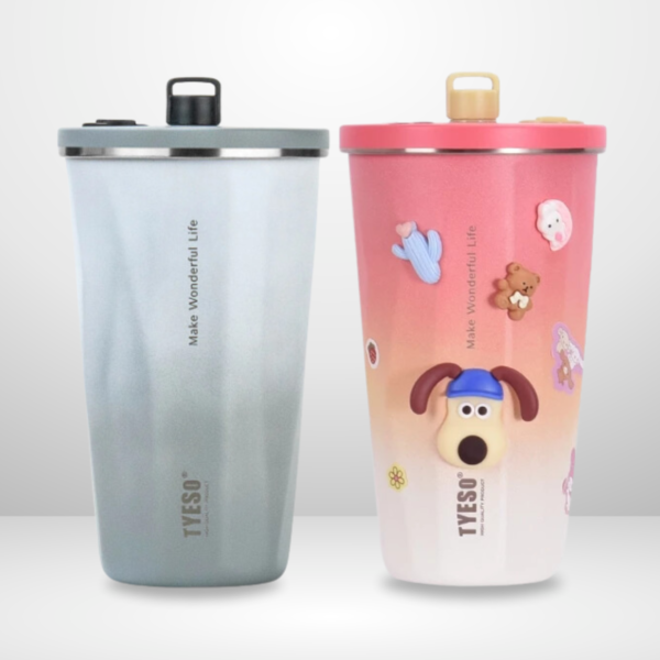Ly giữ nhiệt khắc tên TYESO Wonder 600ML, inox 304, ống hút inox, cọ rửa, khắc tên theo yêu cầu